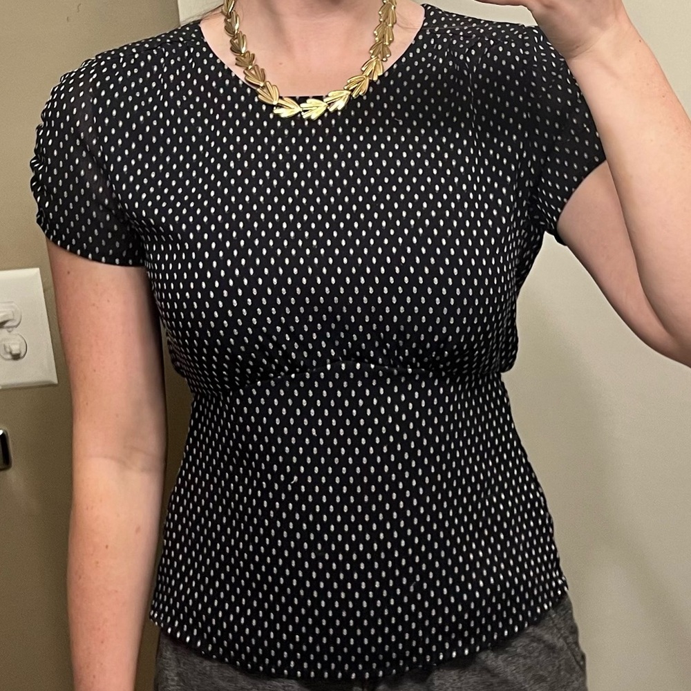 Navy Blue Size 6/Small H&M Keyhole Blouse